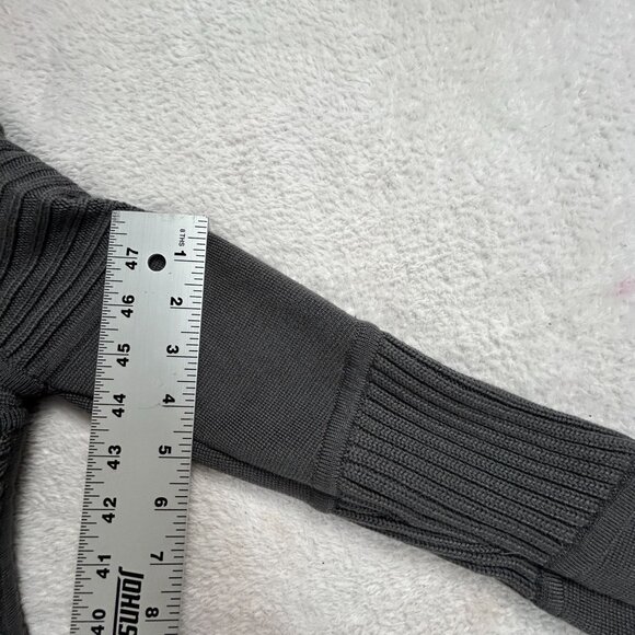 Diane Von Furstenberg Womens Gray Wool Ribbed Full-Zip Cardigan Sweater Small - Picture 9 of 9